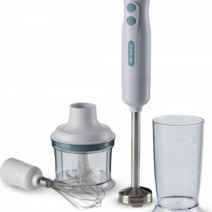Ariete Blender handle cup 2-Speed stainless steel with mini processor whisk head and extra mixing cup 700W - White (1-0601)