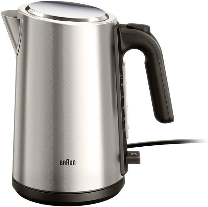 Braun Electric Kettle Stainless Steel 1.7L 2200W Concealed Coil with Filter (WK5200BK)
