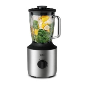 Braun Stainless Steel Fruit Blender 1.5L Glass Jug stepless speed switch and Pulse 800W - Silver (JB 3273 SI)
