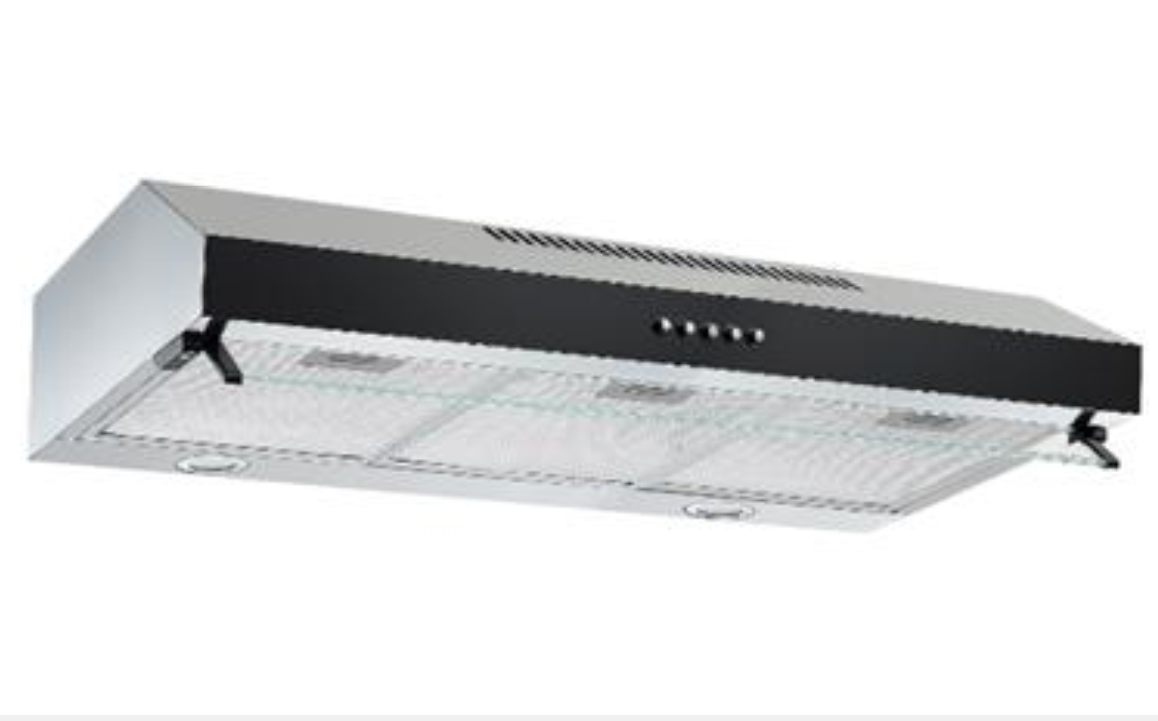 Haier Stainless-steel range hood 90 cm black glossy glass front 2 motors 3-speed settings 200W and two lighting lamps (HCH - C190B4BX)