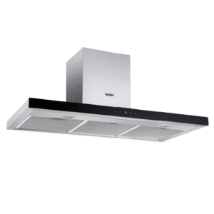 Haier Pyramid stainless-steel range hood with black front 90 cm touch control panel 3-speed turbo motor with 220W power and two lighting lamps (HCH - T390T7BX)