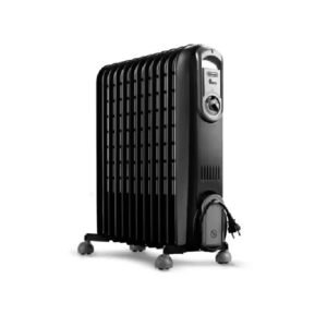 De Longhi oil filled radiator heater 12 fins smart thermostat 3 power levels – Black (V551225.BG)